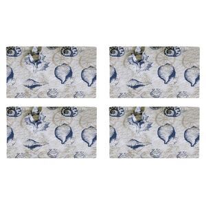 Sanibel Navy Shells on Cream Kitchen Dining Table Placemats Set of 4
